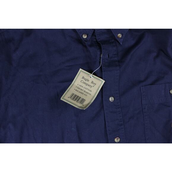 New Bugle Boy Mens Button Down Shirt Blue Large Short Sleeve Vintage Y2K - Picture 4 of 6